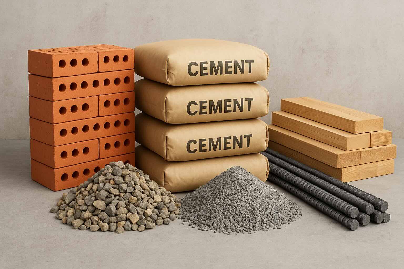 Construction materials including M-Sand, P-Sand, gravel, crushed stone with lorry and JCB equipment in Madurai